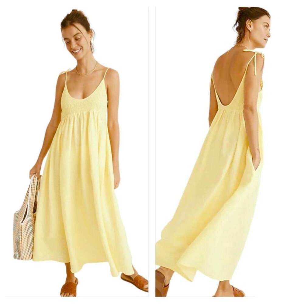 New Solid and Striped The Riley Dress Solid Linen Lemonade Sundress Sz XS